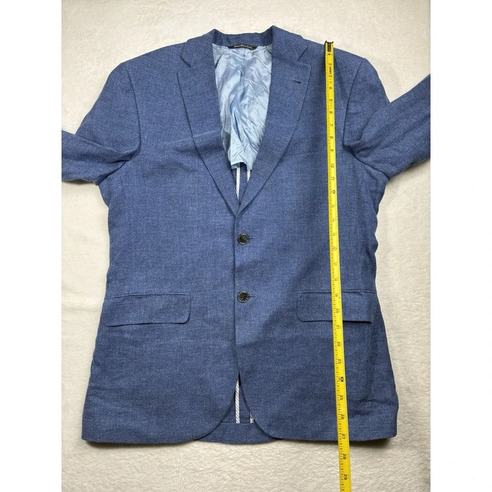 Jack Victor 40R Blazer Blue Wool Silk Cotton Sport Coat Mens Canada Italy Luxury